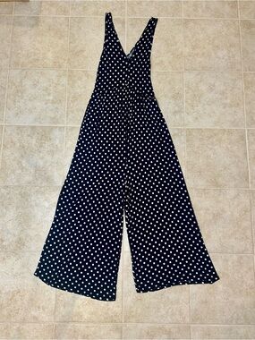 ASOS Dark Blue Navy White Polka Dot Romper Pants Jumpsuit One Piece Sz 2